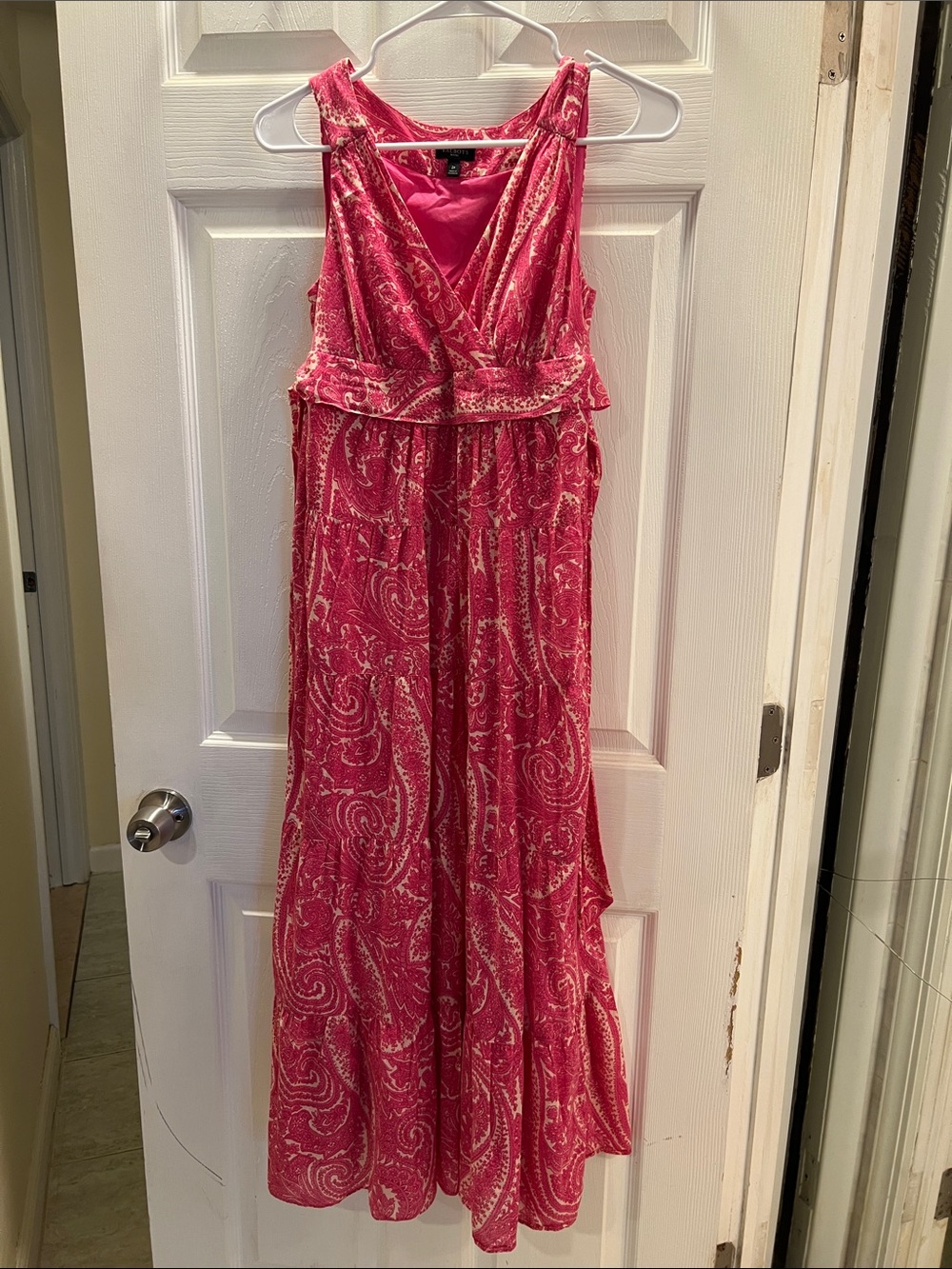 Talbots Pink Paisley Sleeveless Maxi Dress